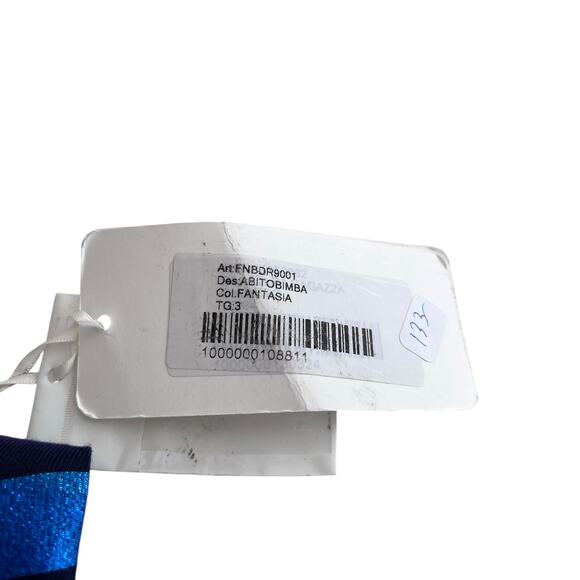 FunFun Girls Holiday Dressy Dress Navy Blue Silver Satiny Stripe Sleeveless NWT - Picture 4 of 8